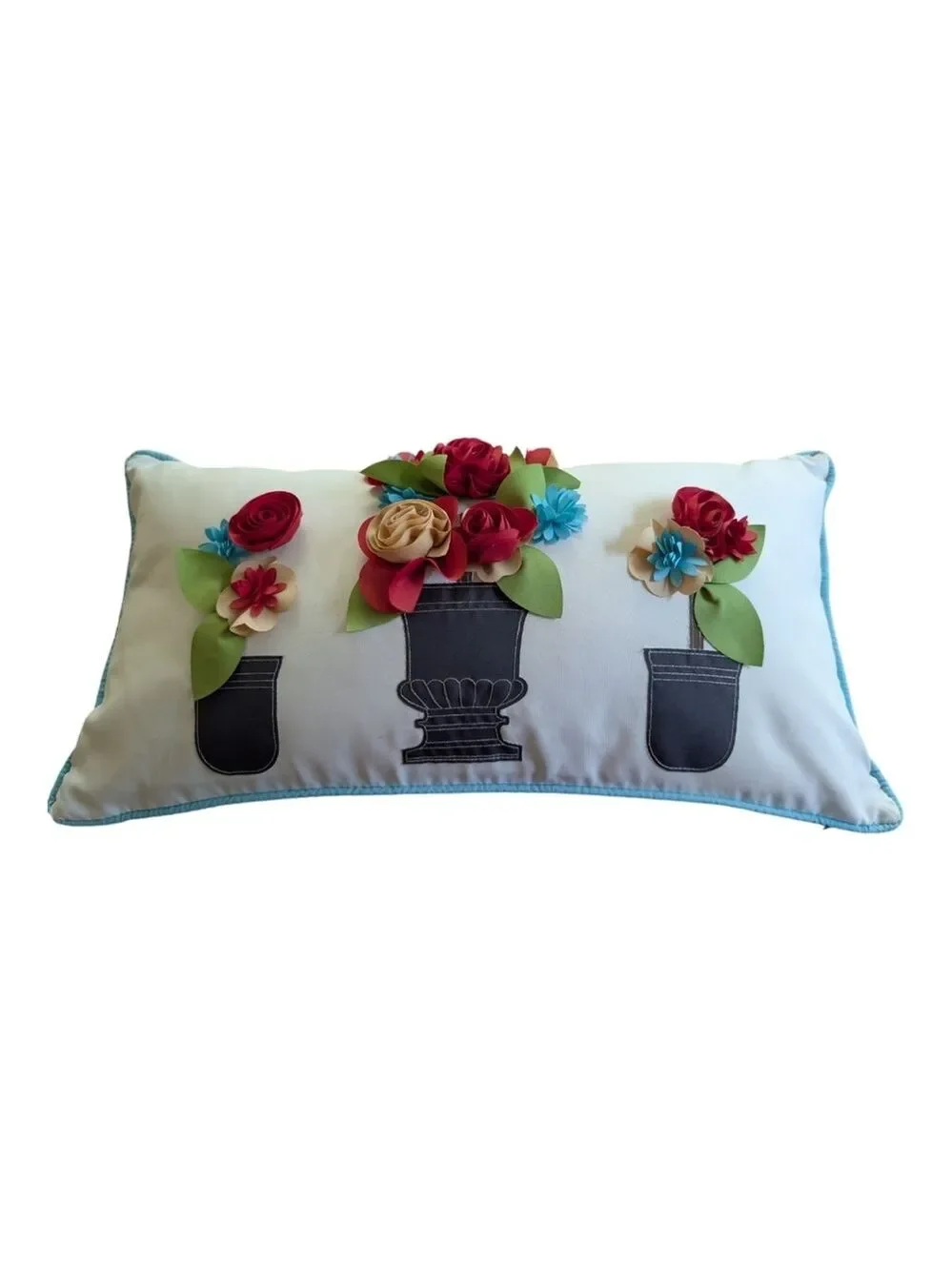 3D Floral Rectangular Decorative Pillow